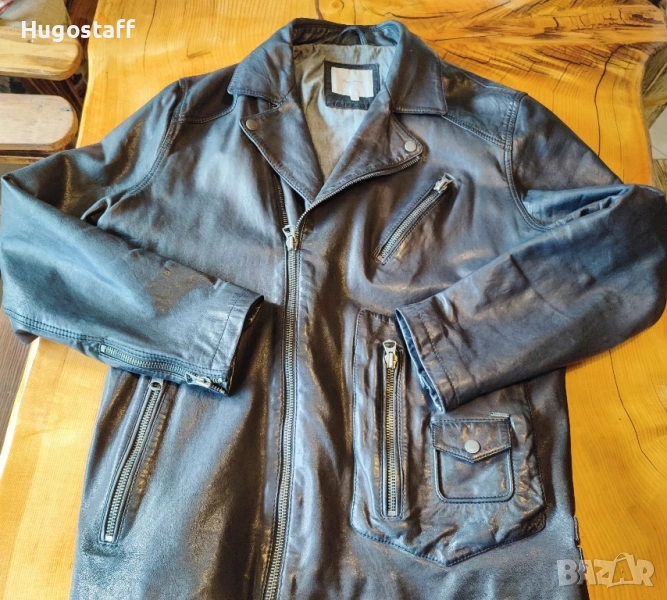 Мъжко оригинално кожено яке рокерия Pepe Jeans Хлл, снимка 1