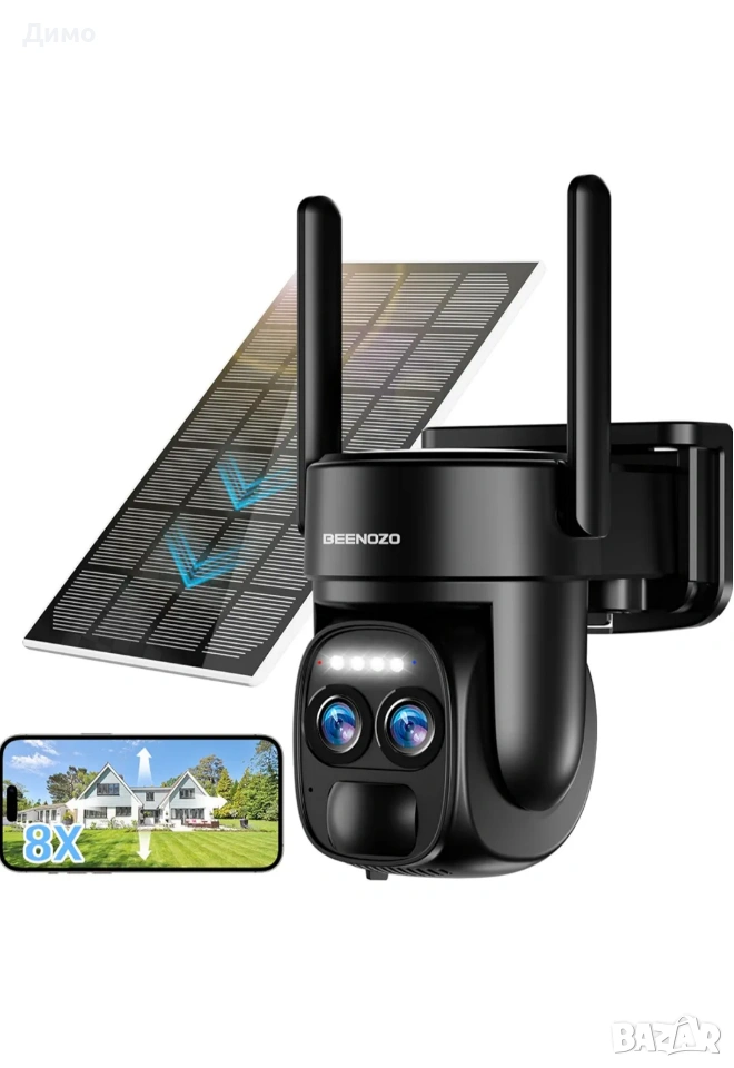 Безжична външна WiFi камера BEENOZO

,4K,соларно захранване , снимка 1
