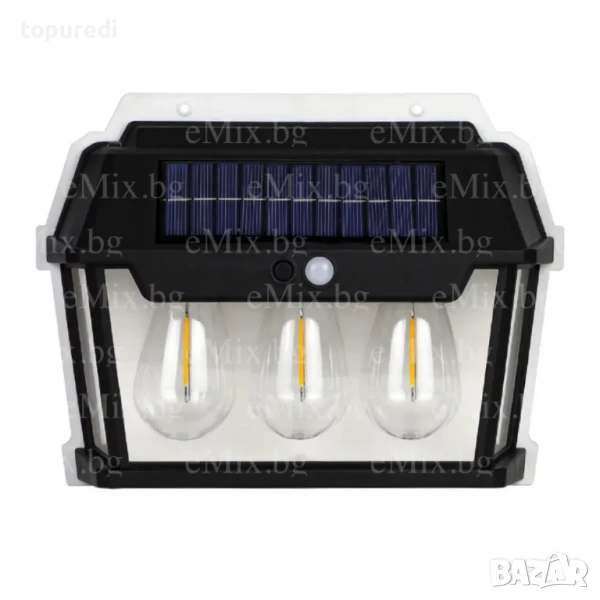 СОЛАРНА ЛАМПА ЗА СТЕНА С 3LED КРУШКИ И СЕНЗОР ЗА ДВИЖЕНИЕ, снимка 1
