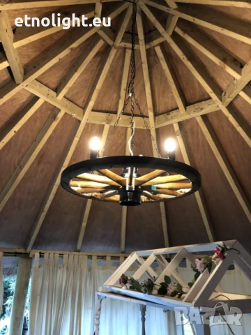 Полилеи от автентични реставрирани колела от каруца , снимка 14 - Полилеи - 40219450