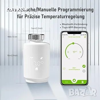 Интелигентен радиаторен термостат InJolly Bluetooth с управление от приложението Tuya, снимка 5 - Друга електроника - 45156966