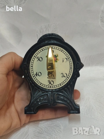 Антикварен чугунен Швейцарски Кухненски Таймер Арт Деко – Марка "EH Switzerland", снимка 6 - Антикварни и старинни предмети - 54112937