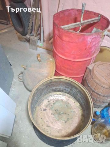 Стар меден дебелостенен казан за варене на ракия 120 литра  -пълен комплект
