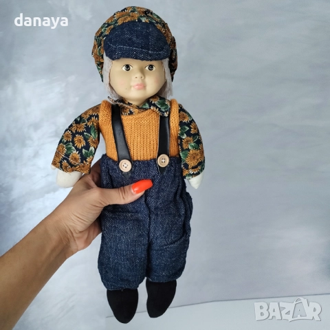 6102 Винтидж кукла за декорация с ретро дрехи и пясъчна основа, 39 см, снимка 5 - Декорация за дома - 51446230