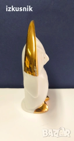 Сериозен бухал от 1980 г. – порцелан и злато, снимка 7 - Декорация за дома - 53620396