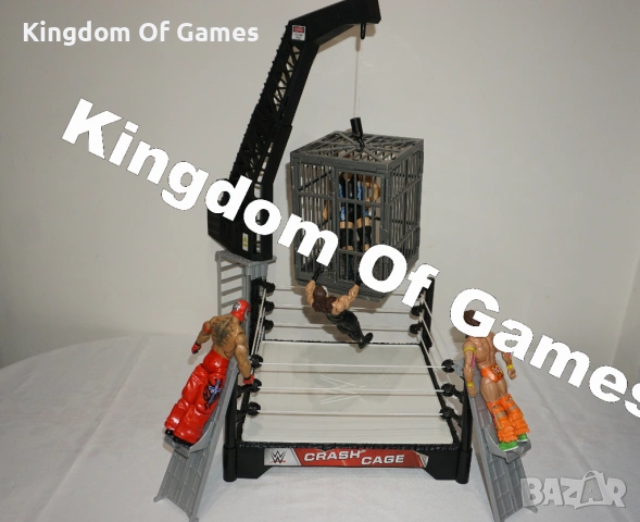 Рядък Кеч Ринг с Кеч Клетка WWE Crash Cage Wrestling Ring Playset Seat Launchers, снимка 7 - Колекции - 54275310
