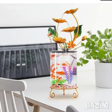 2025 Комплект USB захранван декоративен фонтан с аквариум , снимка 6 - Декорация за дома - 51264994