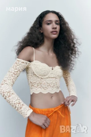 Топ Zara S/M, снимка 2 - Корсети, бюстиета, топове - 51112304