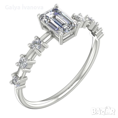 Годежен пръстен с правоъгълен камък, снимка 3 - Пръстени - 52599318