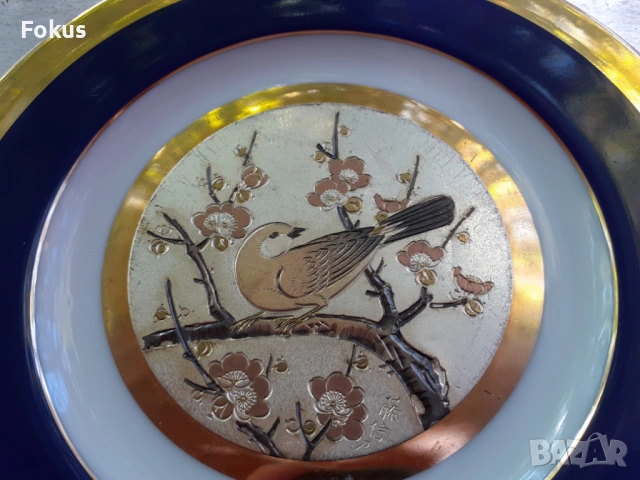 Стар порцелан колекционерски чинии The Art Of Chokin Japan, снимка 3 - Антикварни и старинни предмети - 53408801