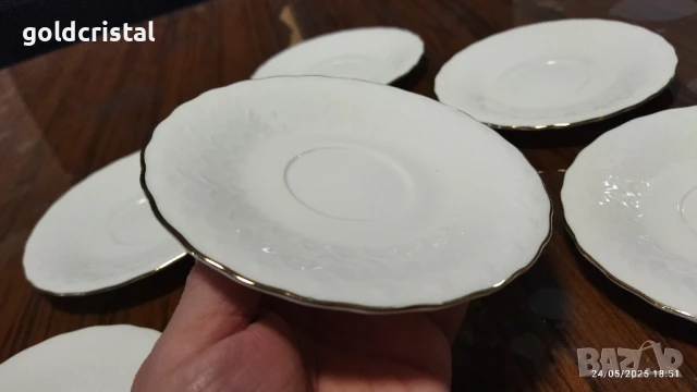 Стар български костен порцелан Бононя Ралица чинийки, снимка 4 - Антикварни и старинни предмети - 50477563
