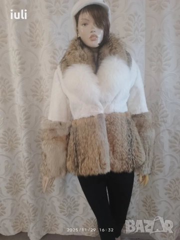 черен петък патенце естествен косъм. ръкавите се свалят и може да се носи като елек , снимка 5 - Палта, манта - 52358675