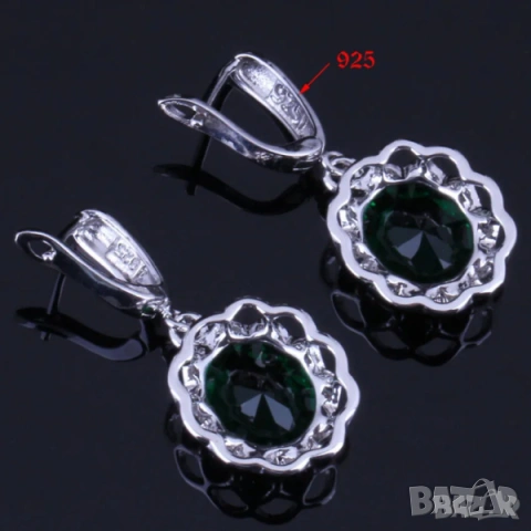 Сребърни комплекти сапфир, рубин - обици, колие и пръстен, снимка 7 - Бижутерийни комплекти - 44887986