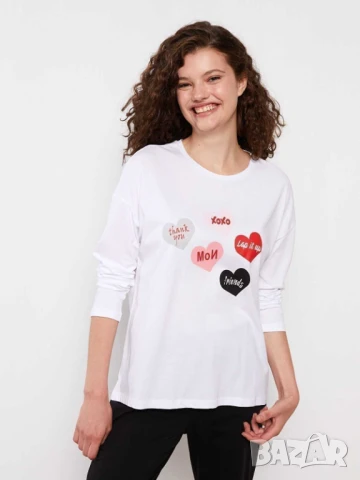 Дамски комплект пижама с принт LC Waikiki, 100% памук, XXL