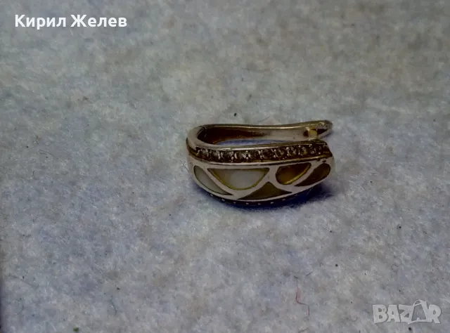 ВИНТИДЖ АРТ АНГЛИЙСКА СЕДЕФЕНА СРЕБЪРНА ОБЕЦА СРЕБРО 925 с ЦИРКОНИ МАЙСТОРСКА ЮВЕЛИРНА РАБОТА 49724, снимка 12 - Обеци - 49757285