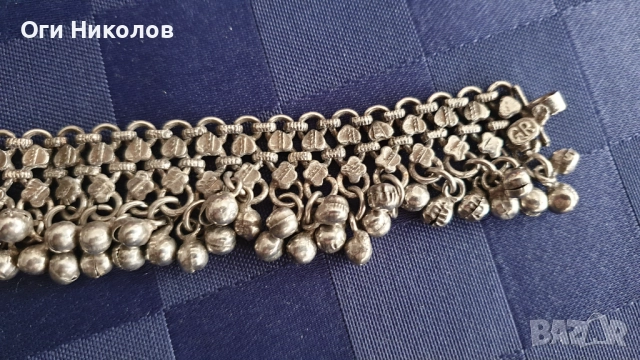 Посребрена старинна гривна за глезен -1 с надеждно закопчаване, снимка 4 - Антикварни и старинни предмети - 51627566
