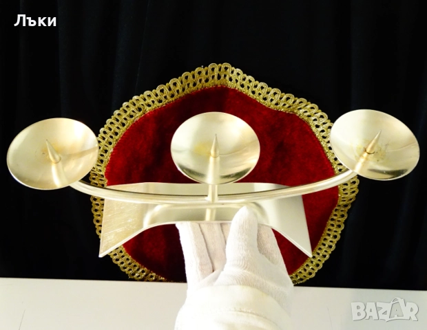 Посребрен троен свещник тройка WMF. , снимка 6 - Антикварни и старинни предмети - 52665016