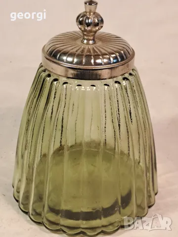 Цветен стъклен буркан с метален похлупак   21/2