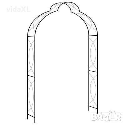 vidaXL Градинска арка, черна, 150x34x240 см, желязо(SKU:47095