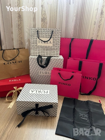Маркови подаръчни хартиени торбички, кутии Pinko, Furla, Coach 100% оригинал, снимка 2 - Подаръци за жени - 54241707