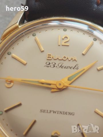 Мъжки златен 14к швейцарски часовник BULOVA, механика автомат 1956г., снимка 8 - Мъжки - 46671087