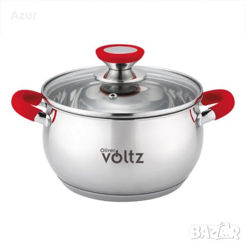 Тенджера Voltz, Червени дръжки, Неръждаема стомана, снимка 1 - Съдове за готвене - 46067865