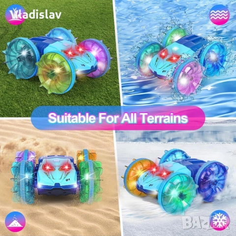 Амфибийна кола с дистанционно управление с LED светлина, 4WD водоустойчива, снимка 10 - Коли, камиони, мотори, писти - 52435284