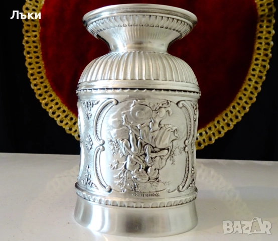 Чаша от калай с картини Влюбени,Пътешествие,Пролет. , снимка 9 - Антикварни и старинни предмети - 51571181