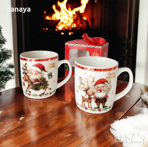 6238 Коледна чашка за кафе в подаръчна кутия, 180 мл, снимка 5 - Чаши - 52100182