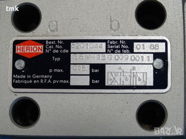 Хидравличен разпределител HERION S6VH13G0090011 directional valve 24VDC, снимка 4 - Резервни части за машини - 45239578