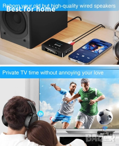 3-в-1 Bluetooth 5.0 аудио адаптер за телевизор, снимка 5 - Части и Платки - 52795663