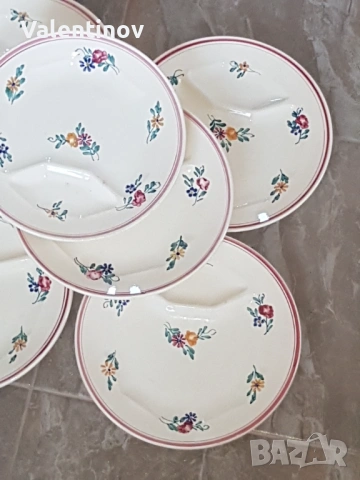 Старинен керамичен сервиз чинии- Dieppe- Франция , снимка 4 - Сервизи - 53221500