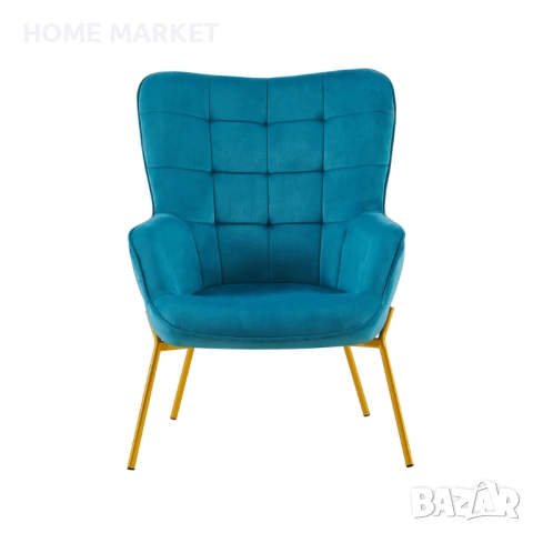 Фотьойл EDO синьо/златно   Материал - дамаска/метал   Цвят - синьо/златно   Височина (см) - 98   , снимка 5 - Дивани и мека мебел - 52617974