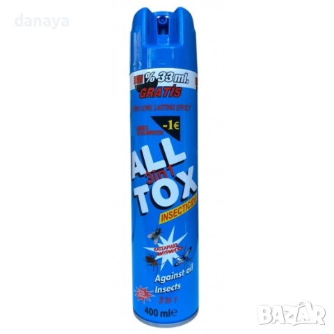 6594 Спрей против насекоми ALL TOX 3в1, мощна защита срещу мухи, комари и хлебарки, 400 мл, снимка 3 - Други - 54213527