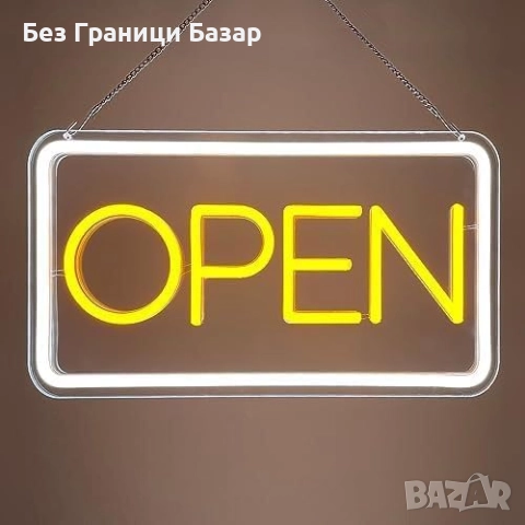Нов знак LED Неонова табела Open USB 5V със 10 нива яркост 42x22 см