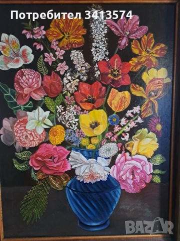 Стари картини : цветя масло,: труженик  масло,:мъжки портрет молив, снимка 2 - Антикварни и старинни предмети - 52414036