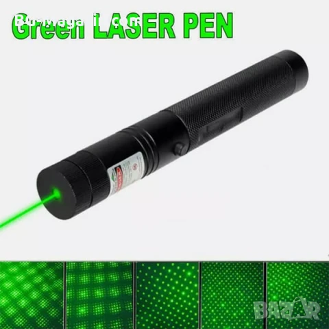 Мощен акумулаторен лазер зелен пойнтер показалка с регулируем фокус батерия 18650 зарядно точка, снимка 4 - Друга електроника - 51040592