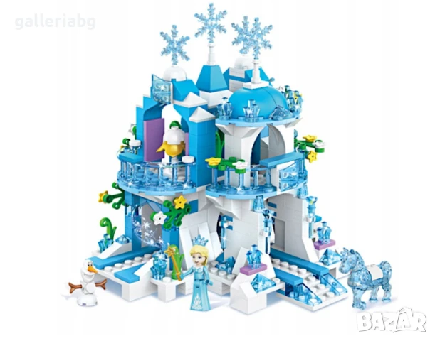 Снежен замък с 6 фигурки – 504 части, тип Lego Frozen стил, снимка 4 - Конструктори - 48228513