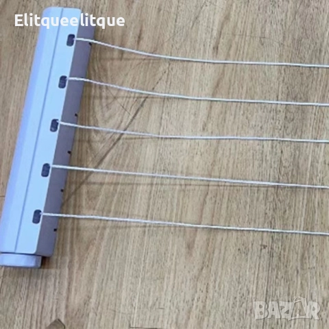 Прибиращ се простор за дрехи с 5 въжета и куки - Максимална дължина 3.2 метра, бял, снимка 4 - Други стоки за дома - 52335302