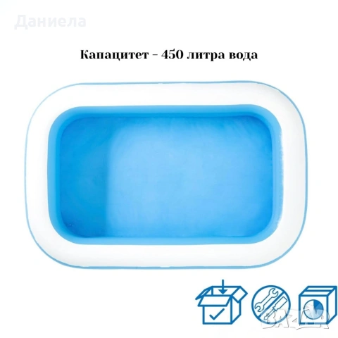 Надуваем семеен басейн 200x150 см + компактна електрическа помпа, снимка 8 - Басейни и аксесоари - 54286217