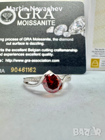 Сребърен пръстен с мойсанит (Диамант) 1 карат