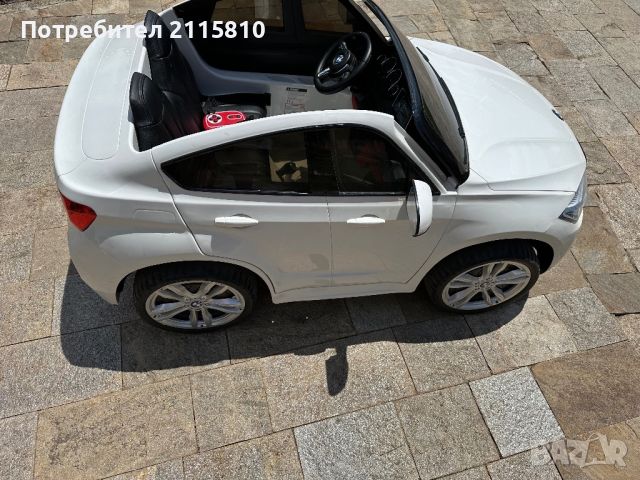 Акумулаторна кола лиценз двуместна BMW X6 White, снимка 6 - Детски колички - 46059026