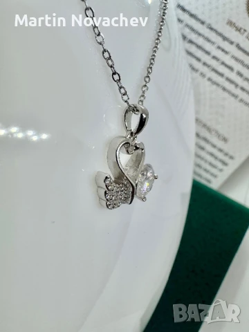 Сребърно колие с мойсанит (Диамант) 1 карат, снимка 7 - Колиета, медальони, синджири - 51370958