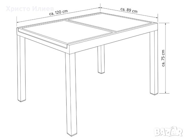 Алуминиева градинска маса LIVARNO 120/180 x 90 см, разтегателна със закалено стъкло, снимка 6 - Градински мебели, декорация  - 46050342