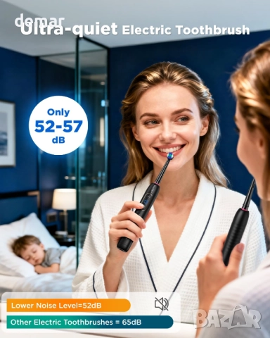 Въртяща се електрическа четка за зъби, 8 глави, 3 интензитета, 5 режима, черна, снимка 7 - Други - 52440890