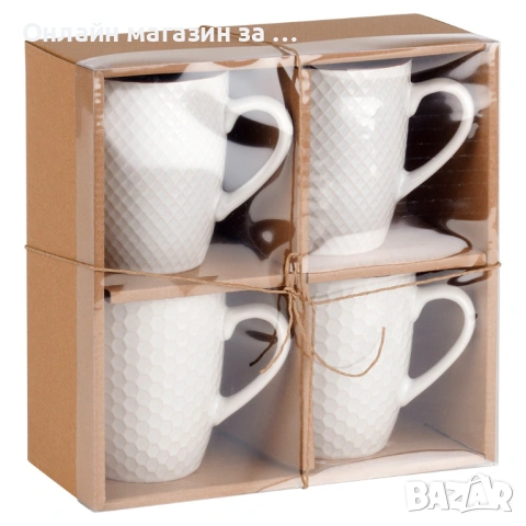 Комплект от 4 чаши с капацитет 400мл, бели 139674, снимка 7 - Прибори за хранене, готвене и сервиране - 53230799