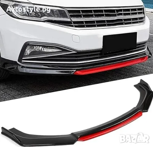 Спойлер за предна броня, Универсален червен/черен/  от  4 части , снимка 1