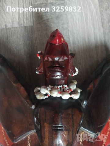Ръчно изработена африканска племенна дървена маска - южноафрикански произход, снимка 4 - Декорация за дома - 53399952