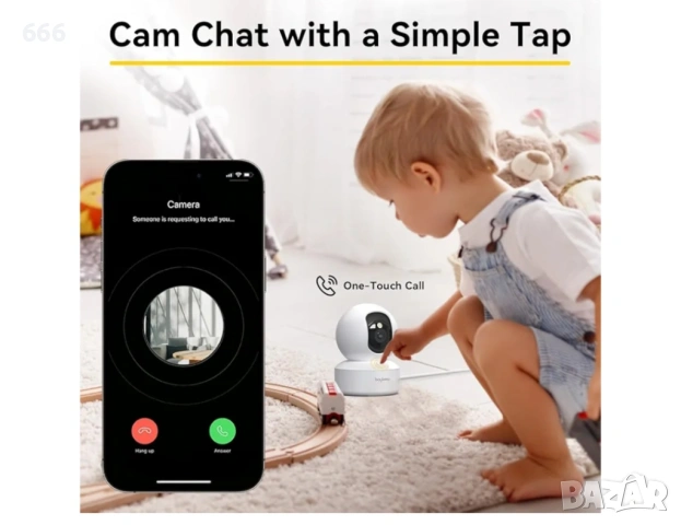 Камера за видеонаблюдение BoyKeep 2K вътрешна, Wi-Fi 360, нощно виждане, детектор на движение, снимка 5 - Друга електроника - 53983044