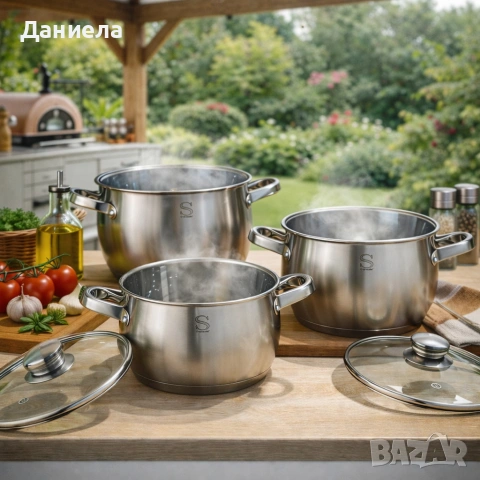 Комплект тенджери Swissgold EMMIE (SG-18099) – 3 броя с 5-слойно капсуловано дъно